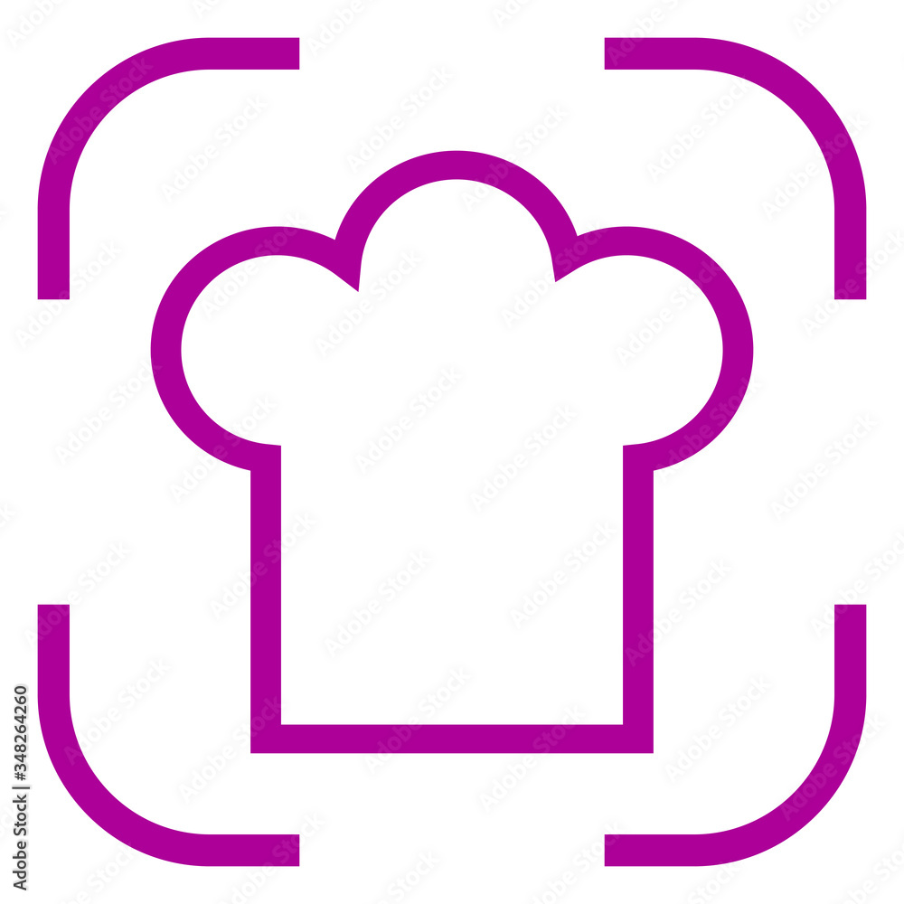 Chef hat, kitchen icon in focus. White background Chef hat, kitchen icon in focus. White background