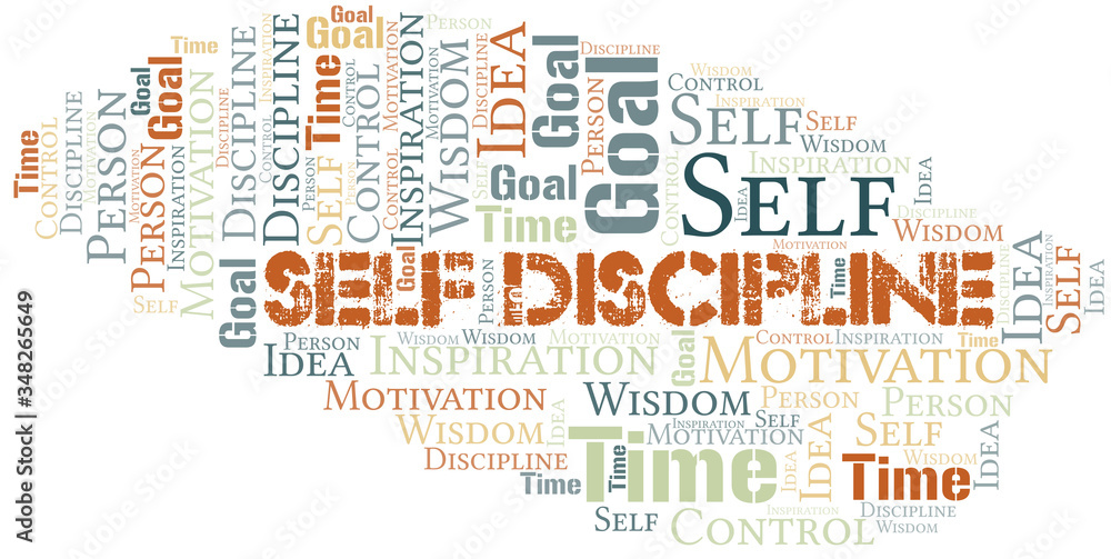 Obraz premium Self Discipline word cloud collage made with text only.