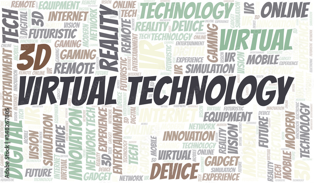 Virtual Technology word cloud collage made with text only.