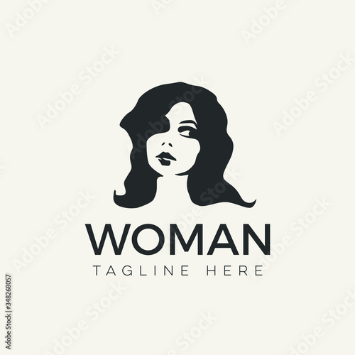 BEAUTY ELEGANT woman's face logo design template. Hair, girl, Abstract design concept for beauty salon, massage, magazine, cosmetic and spa. Premium vector icon.