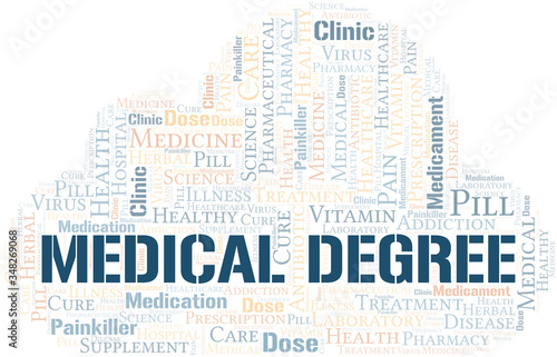 Medical Degree word cloud collage made with text only.