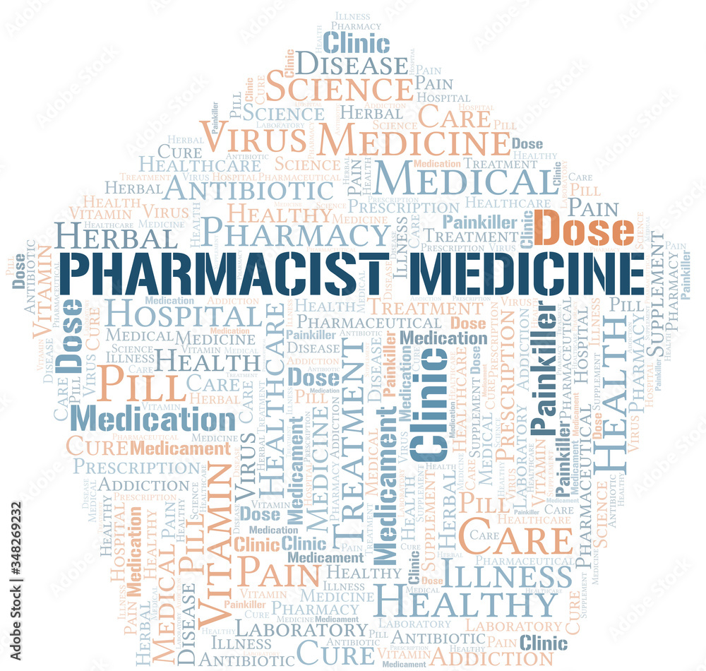 Pharmacist Medicine word cloud collage made with text only.