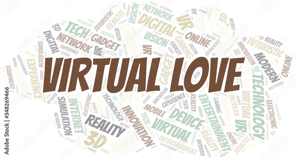 Virtual Love word cloud collage made with text only.