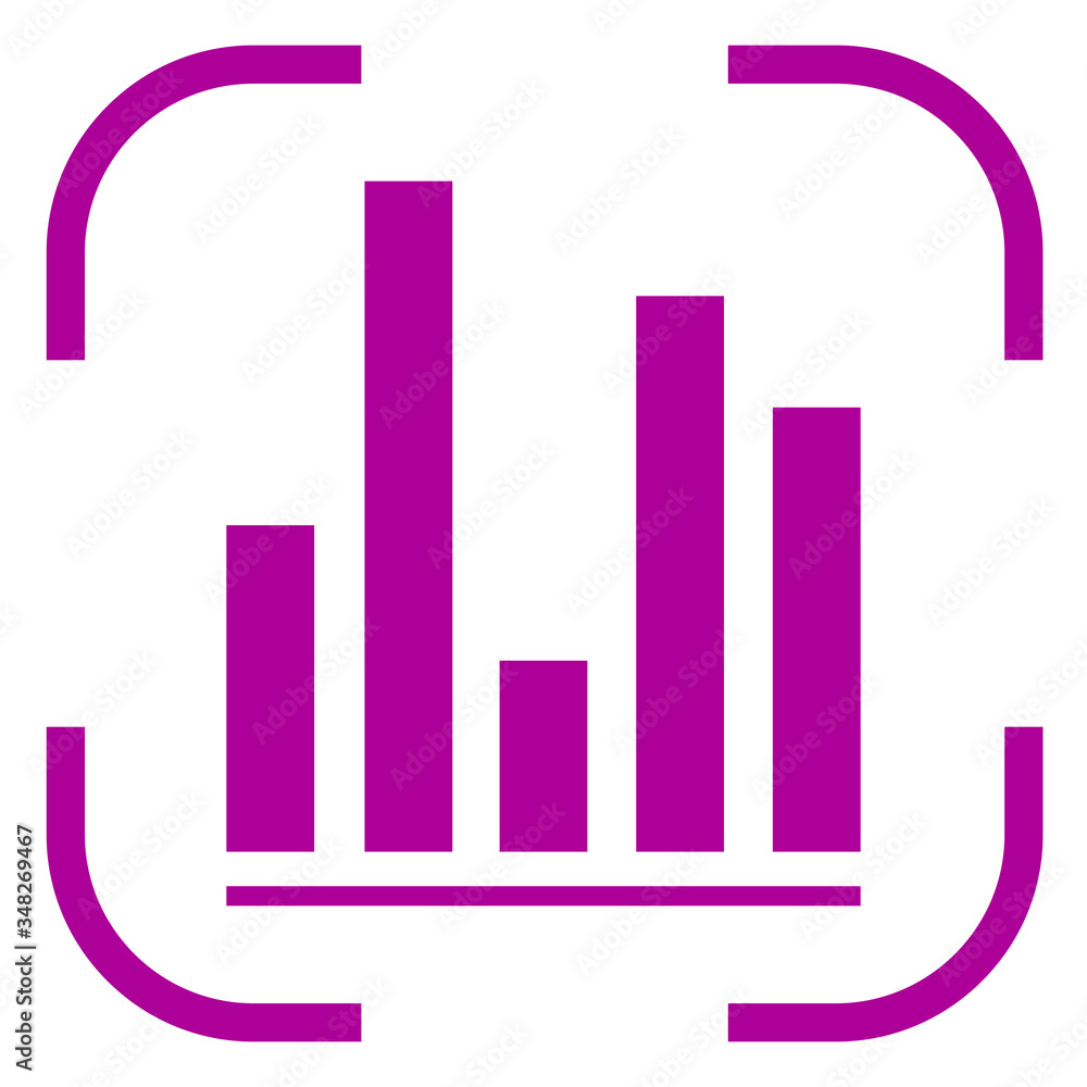 Graph, diagram icon in focus. White background Graph, diagram icon in focus. White background