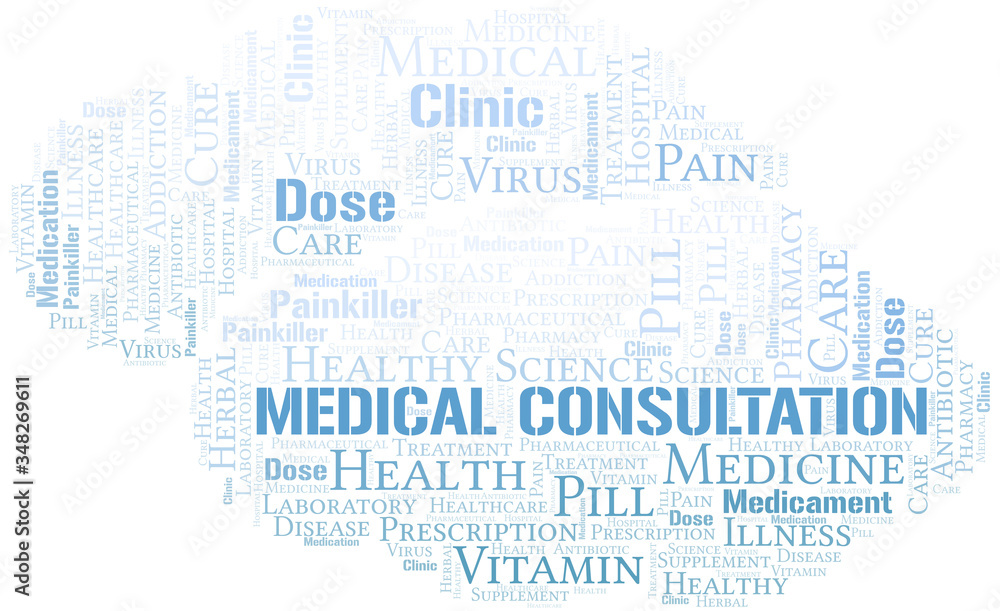 Medical Consultation word cloud collage made with text only.
