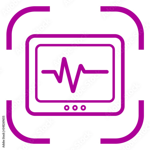 Heartbeat cardio medical icon in focus. White background