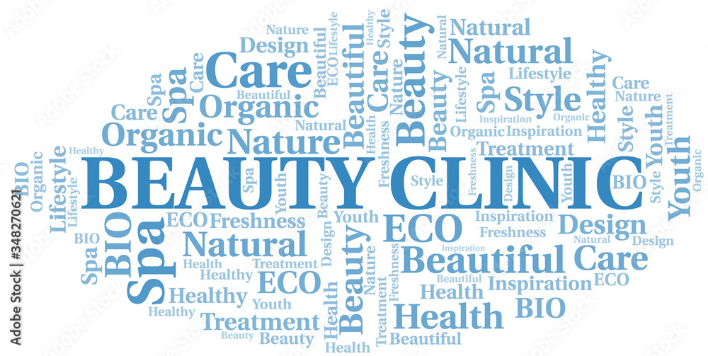 Fototapeta premium Beauty Clinic word cloud collage made with text only.