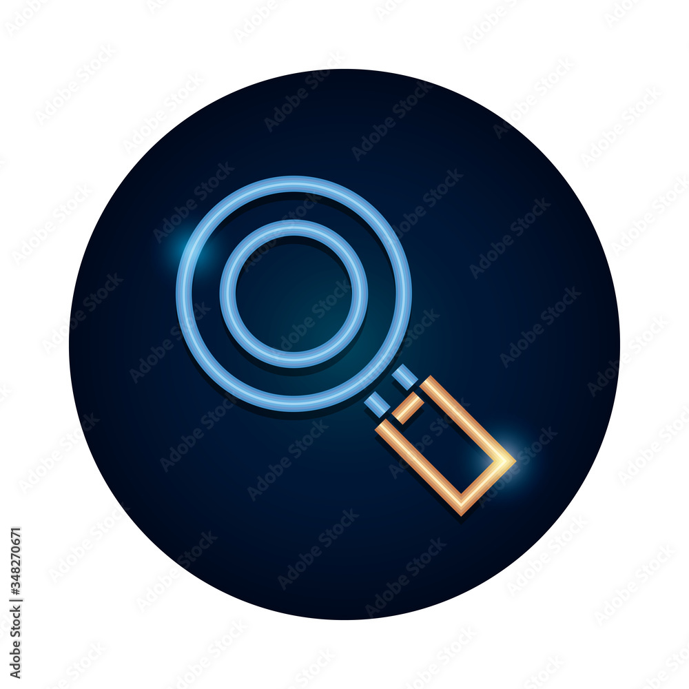 magnifying glass icon, neon style magnifying glass icon, neon style