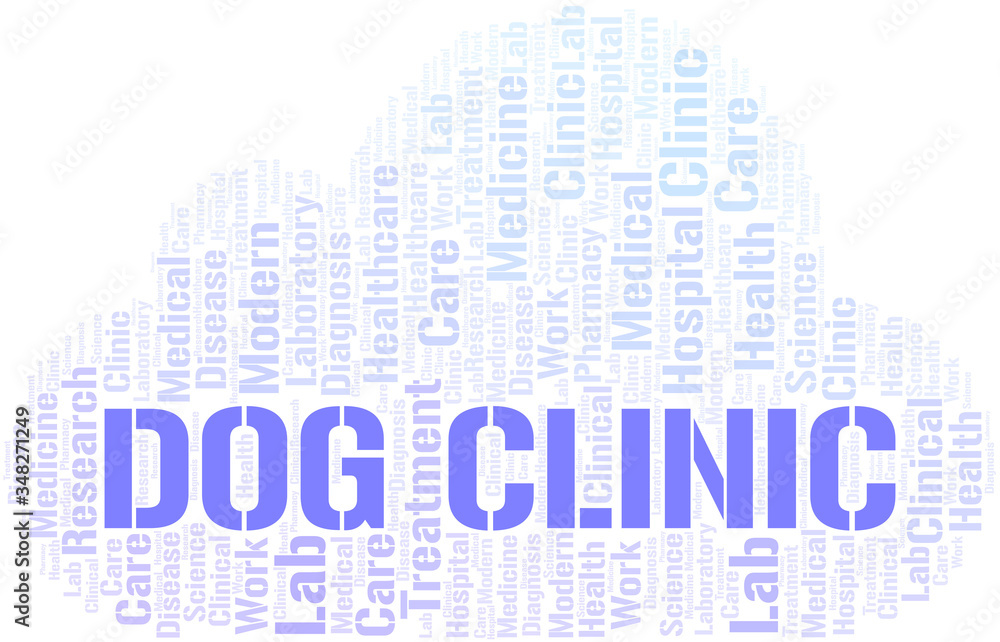 Dog Clinic word cloud collage made with text only.