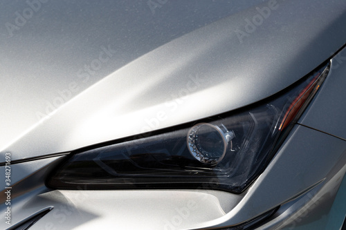 Headlight car Projector, LED of a modern luxury technology and auto detail