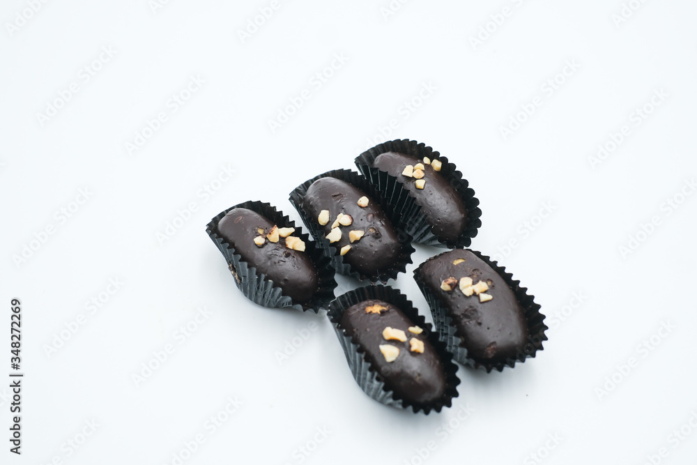 Chocolate almond London , a traditional malay cuisine shot in a white isolated background Chocolate almond London , a traditional malay cuisine shot in a white isolated background