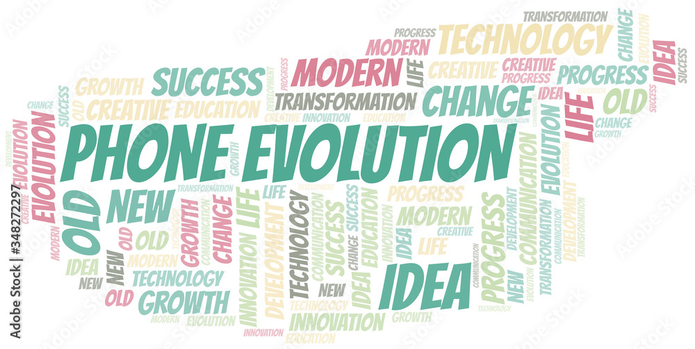 Fototapeta premium Phone Evolution word cloud collage made with text only.