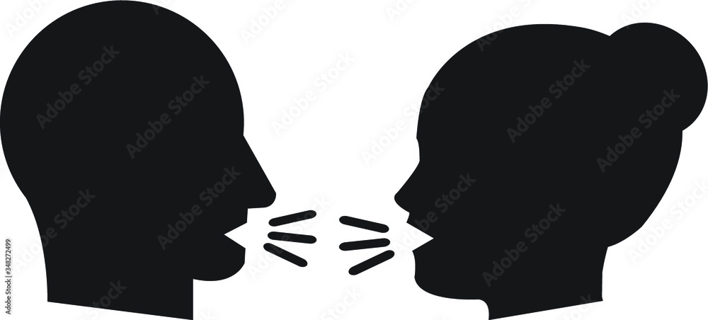 Human head communication speaking, argument vector icon