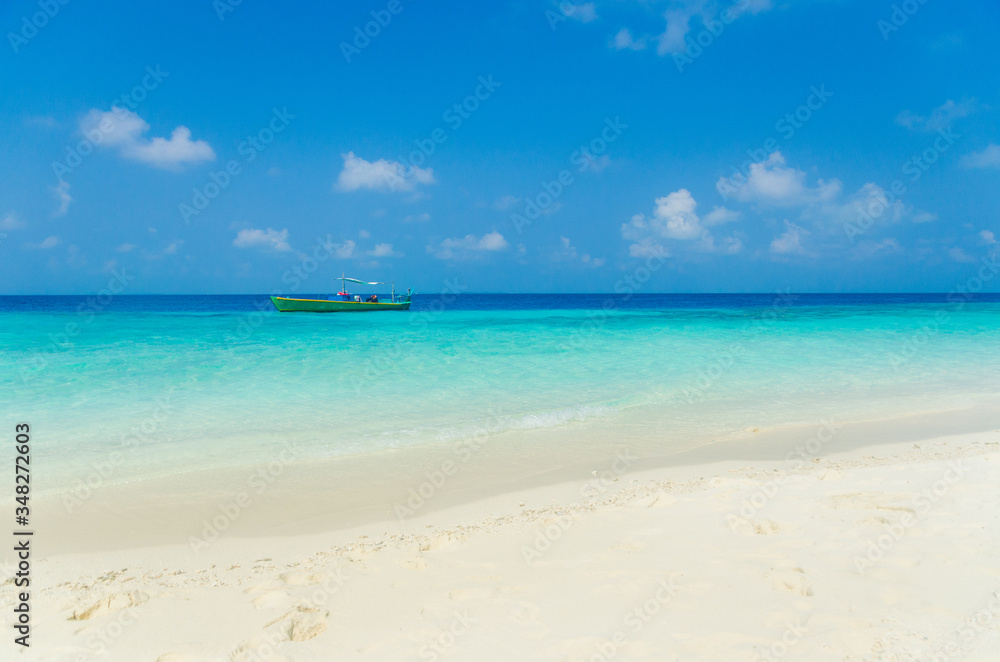 Sandy beach of tropical island in the Maldives 