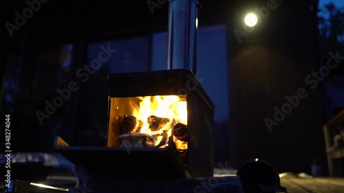 Firewood burning in the stove