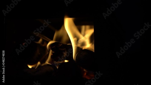 Firewood burning in the stove