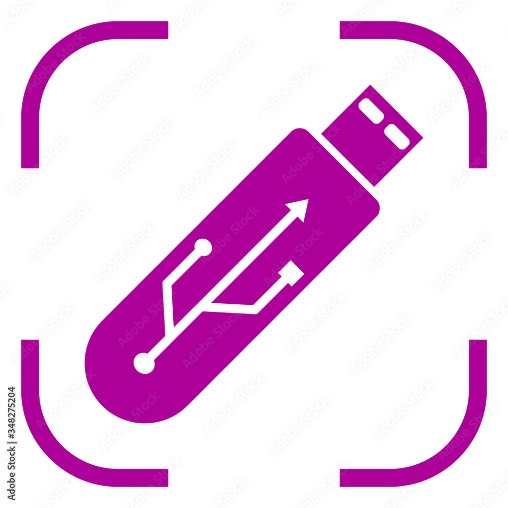 Usb flash drive icon in focus. White background Usb flash drive icon in focus. White background