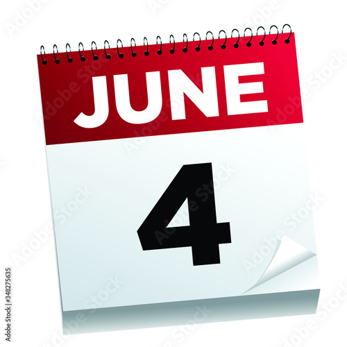 June 4th on a calendar page - illustrated.