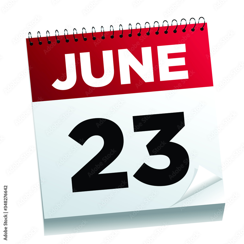 June 23rd on a calendar page - illustrated. June 23rd on a calendar page - illustrated.