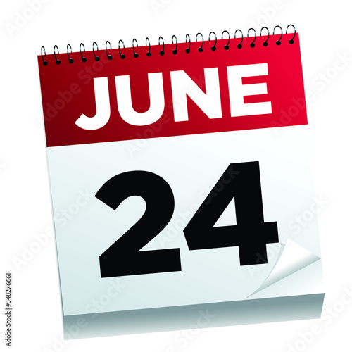 June 24th on a calendar page - illustrated.