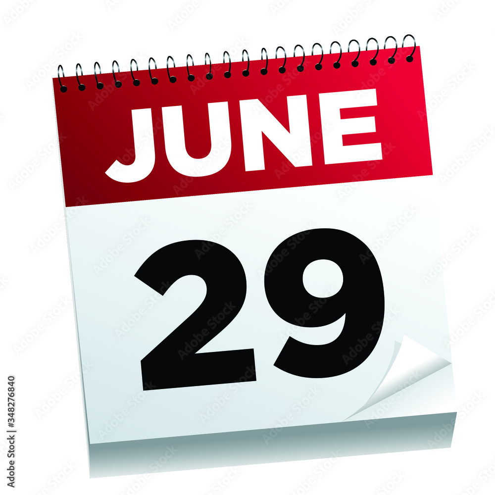 June 29th on a calendar page - illustrated. June 29th on a calendar page - illustrated.
