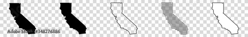 California Map Black | State Border | United States | US America | Transparent Isolated | Variations