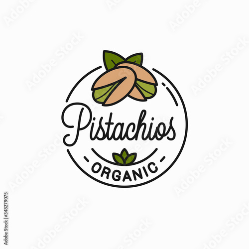 Pistachio nut logo. Round linear of pistachios