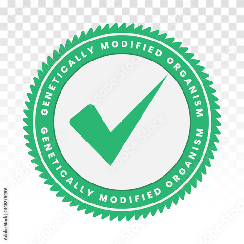 genetically modified organism (GMO ) free / non GMO food packaging sticker label flat icon.