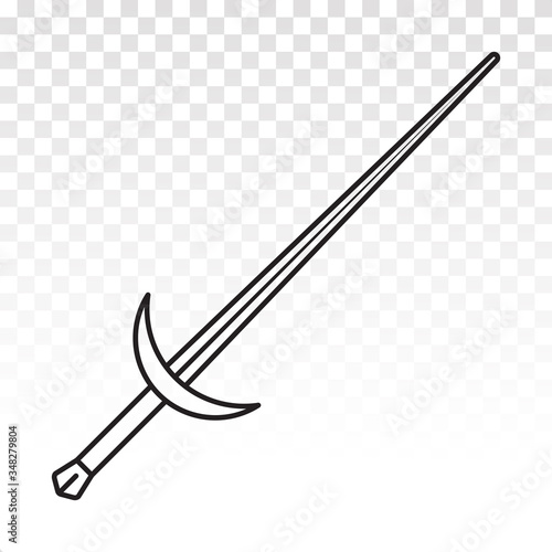 Long sword or broadsword blade line art icons on a transparent background