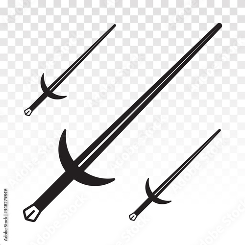 3 Long sword or broadsword blade flat icons for apps and websites