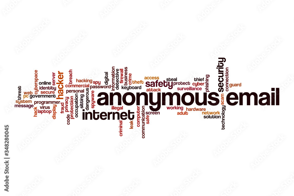 Anonymous email word cloud concept Anonymous email word cloud concept