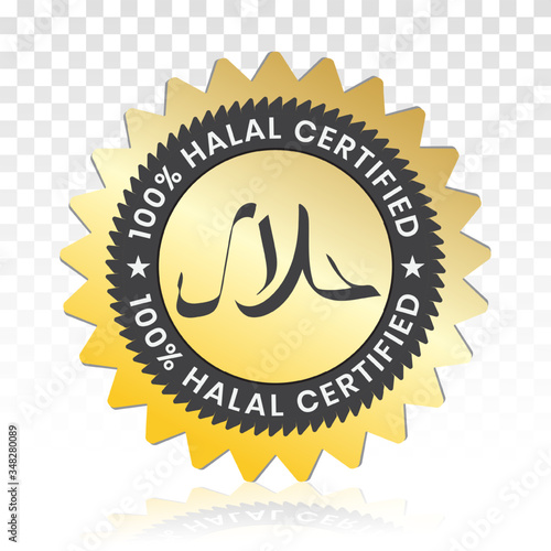 100% Halal certified food product sticker labels for apps or websites