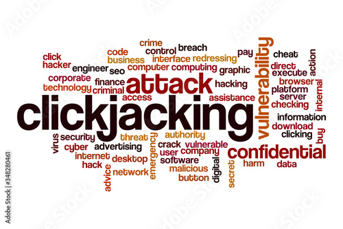 Clickjacking word cloud concept photo