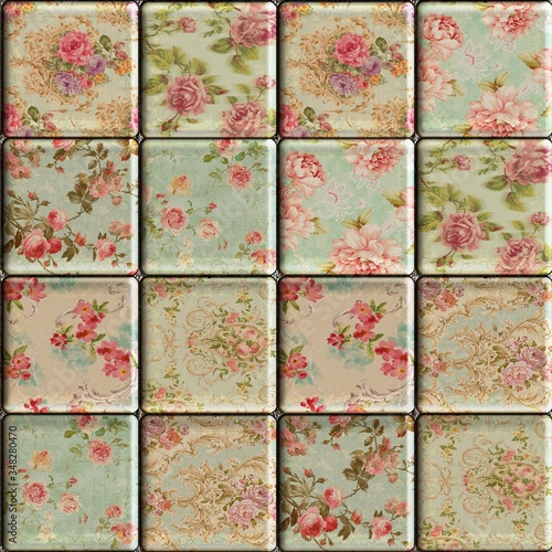 Floral tile seamless texture in shabby chic style photo