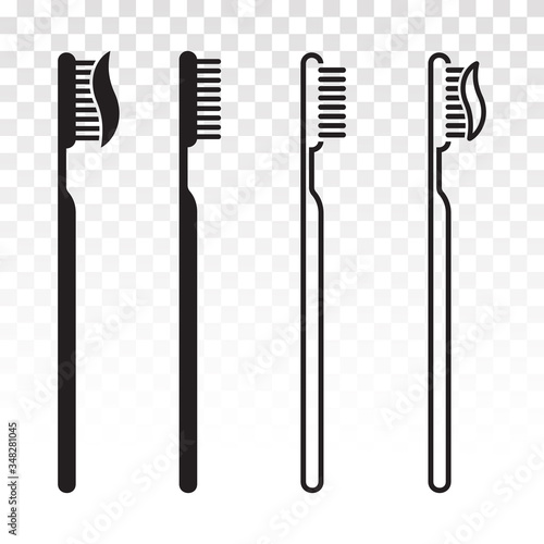 Toothbrush / tooth brush with toothpaste flat icons on a transparent background