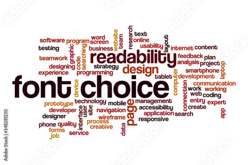 Font choice word cloud concept