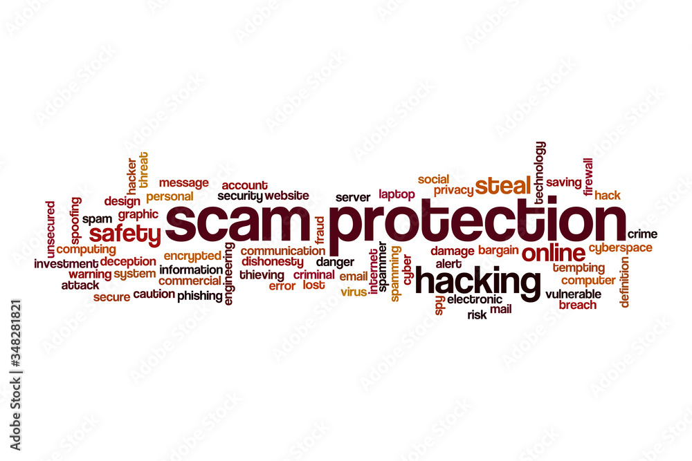 Scam protection word cloud concept
