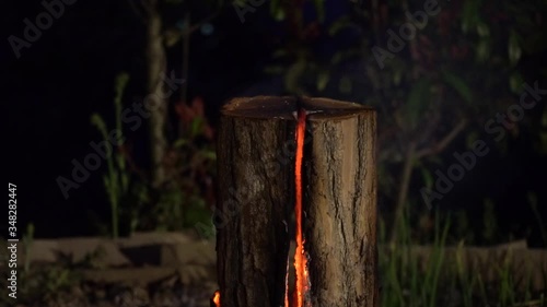 Burn swedish torch in the camp