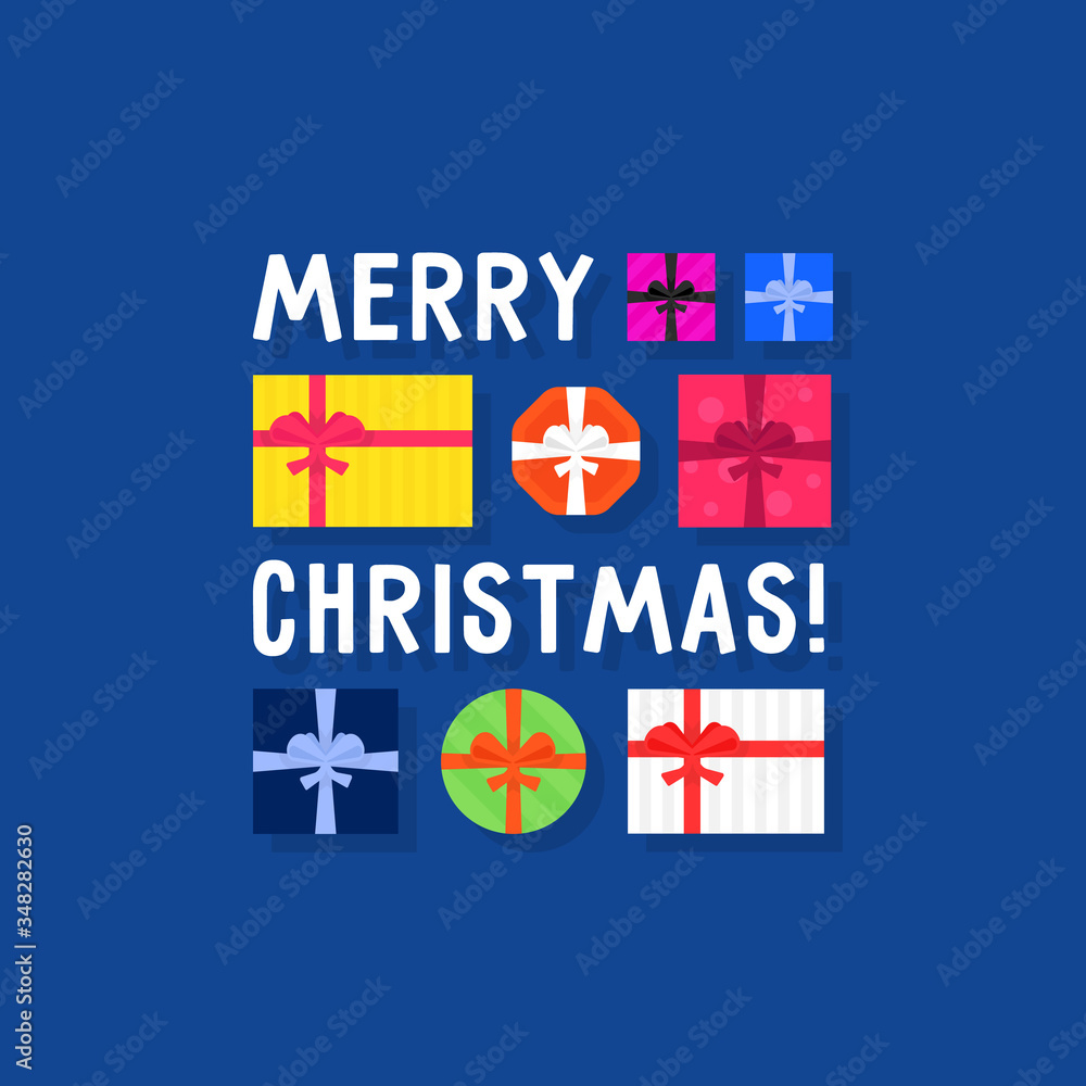 Fototapeta premium merry christmas with top view gift box