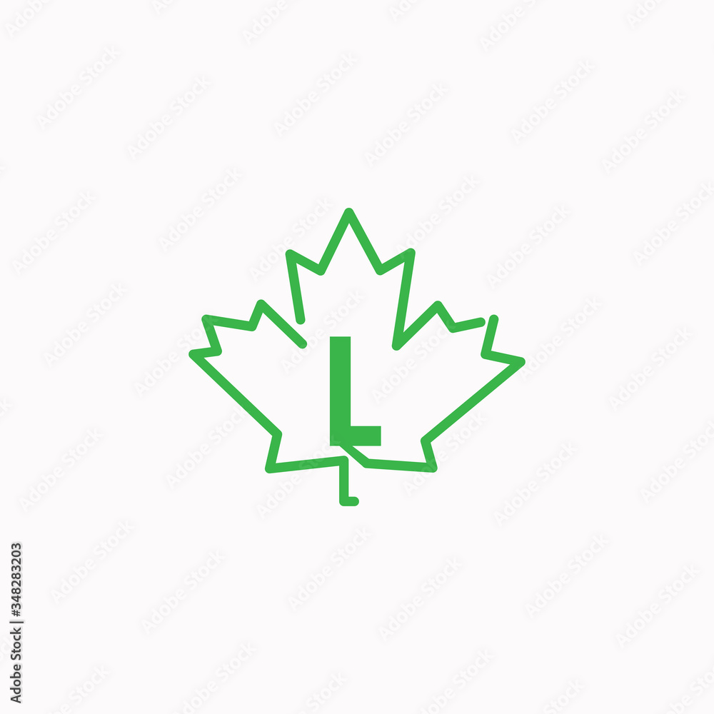 logo letter l with icon maple leaf vector logo letter l with icon maple leaf vector