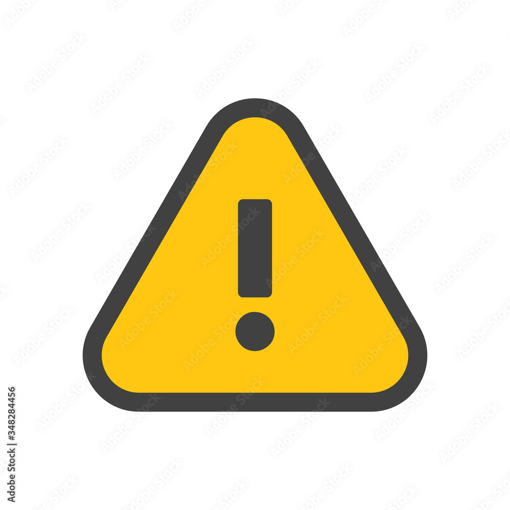 Alert icon, triangle shape with exclamation mark. Warning attention sign. Alert icon, triangle shape with exclamation mark. Warning attention sign.