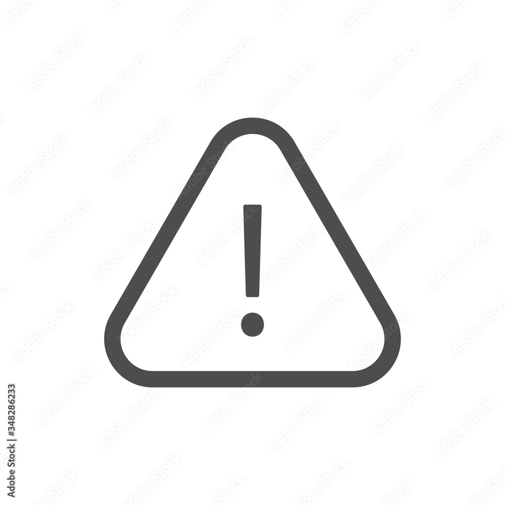 Alert icon, triangle shape with exclamation mark. Warning attention sign. Alert icon, triangle shape with exclamation mark. Warning attention sign.