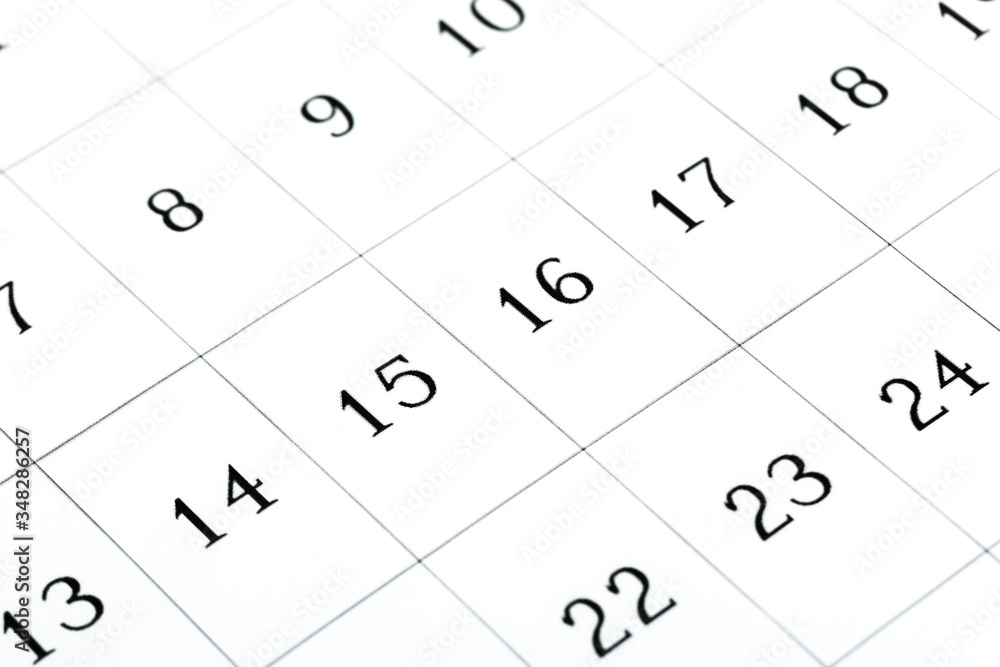 Abstract blur 2020 calendar page. month dates close up Abstract blur 2020 calendar page. month dates close up