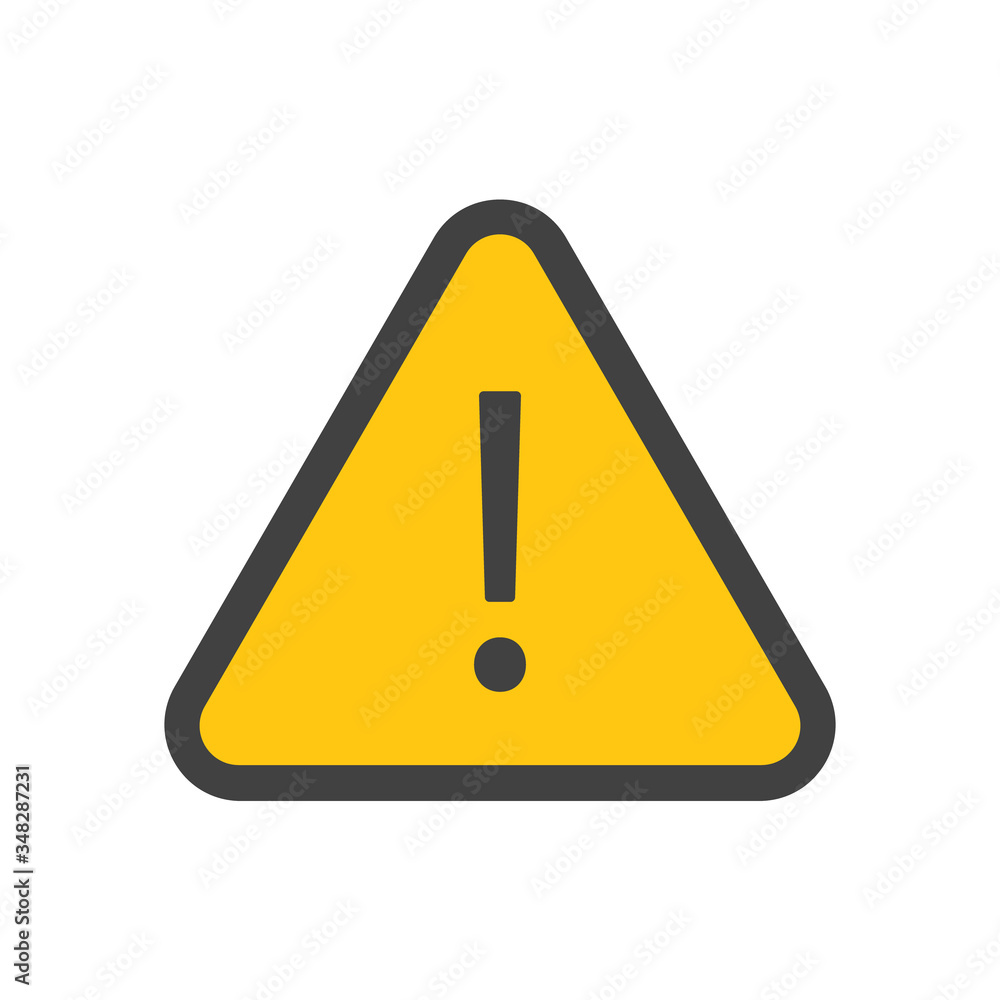 Alert icon, triangle shape with exclamation mark. Warning attention sign. Alert icon, triangle shape with exclamation mark. Warning attention sign.