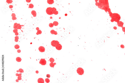Abstract Flicked Red Paint and Ink on White Paper For Background