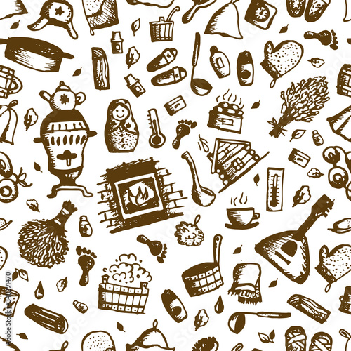Russian sauna, seamless pattern for your design