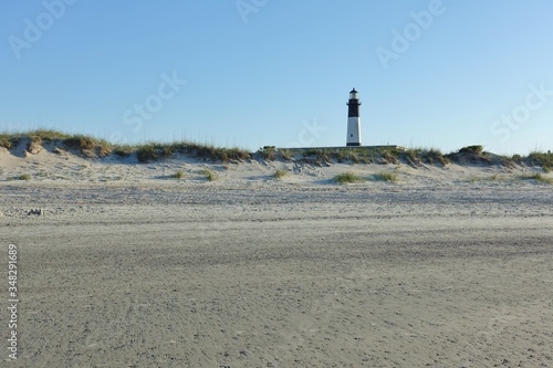 View of an empty sandy beach in Tybee Island, near Savannah, Georgia, United States © eqroy