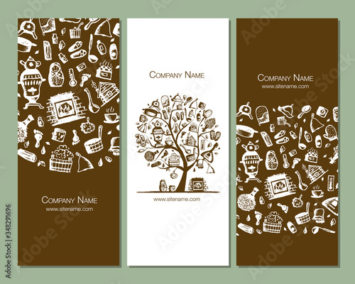Business cards with bathhouse design elements