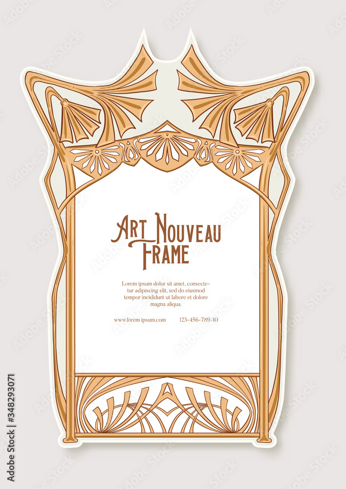 Label, decorative frame, border. Tamplate good for product label with place for text Colored vector illustration in art nouveau style, vintage, old, retro style.