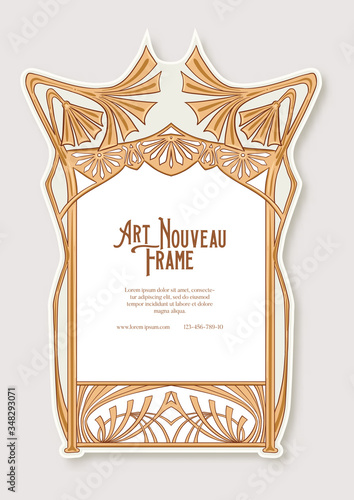 Label, decorative frame, border. Tamplate good for product label with place for text Colored vector illustration in art nouveau style, vintage, old, retro style.